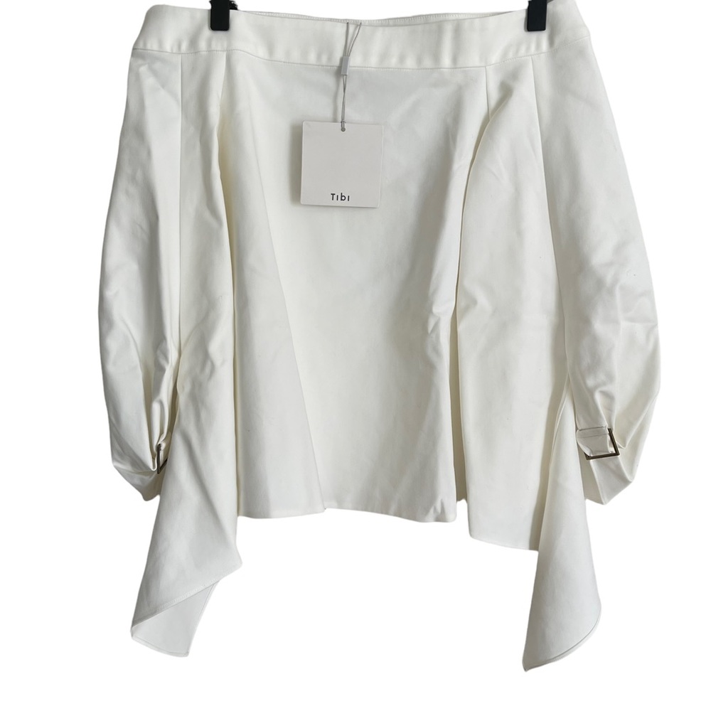 New Tibi White Off Shoulder Balloon Buckle Sleeves Size 2 - Picture 6 of 6